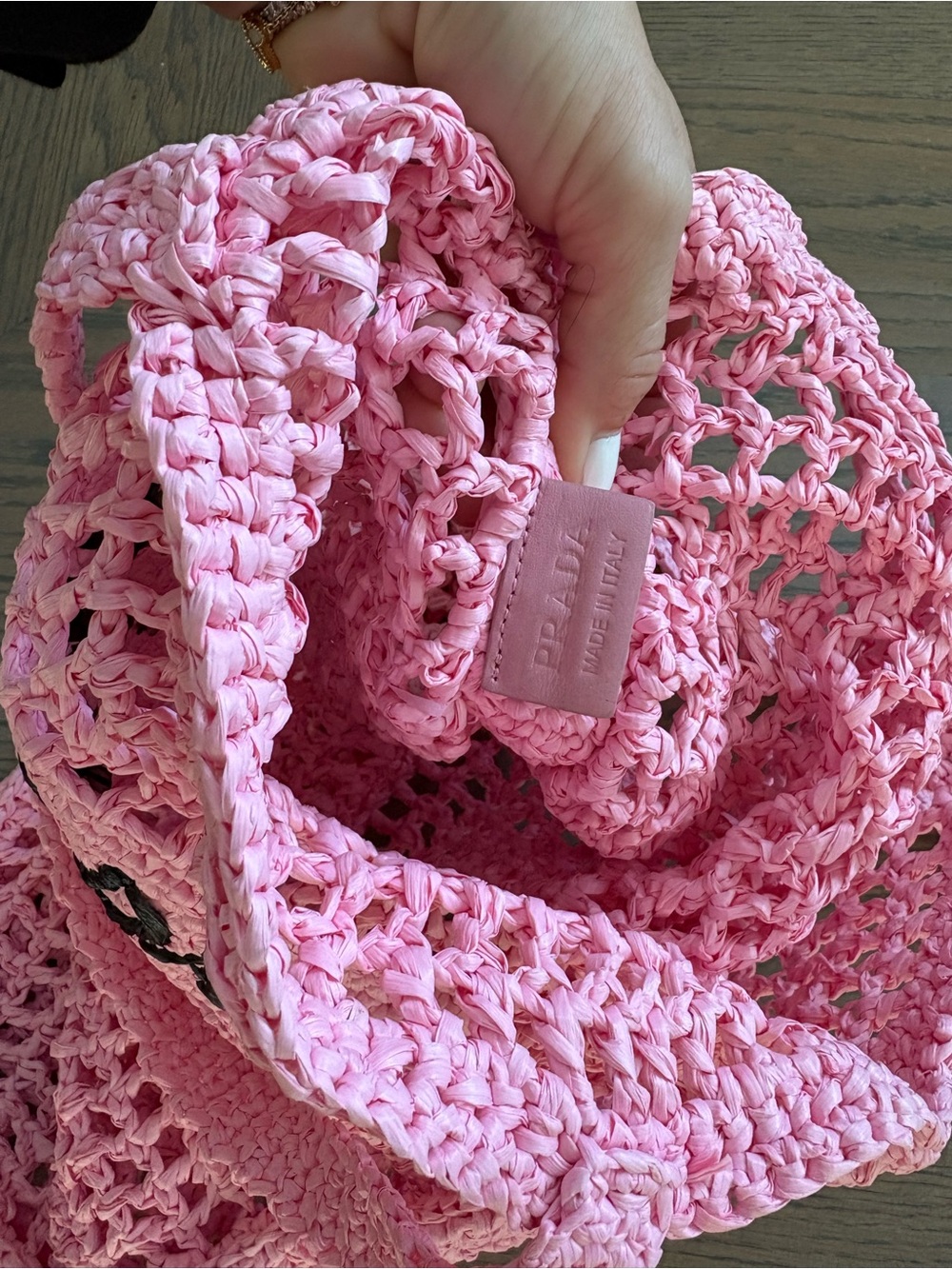 Prada Pink Crochet Milano Tote - Picture 2 of 3